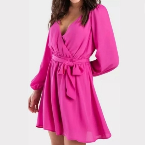 Francesca's Collections Dresses | Francescas Pink Flowy Long Sleeve Dress | Color: Pink | Size: S | Nriusech's Closet